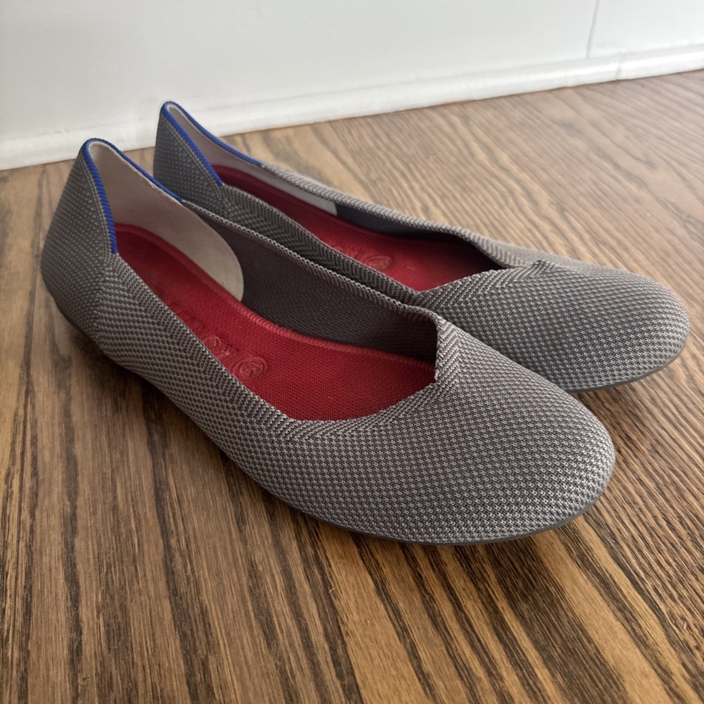 Rothys Flats Grey Birdseye Textile Slip On Ballet Flat Classic Comfort Size 11